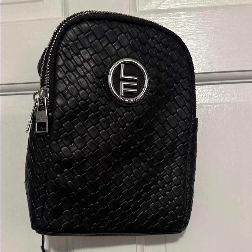 London Fog Black Textured Backpack